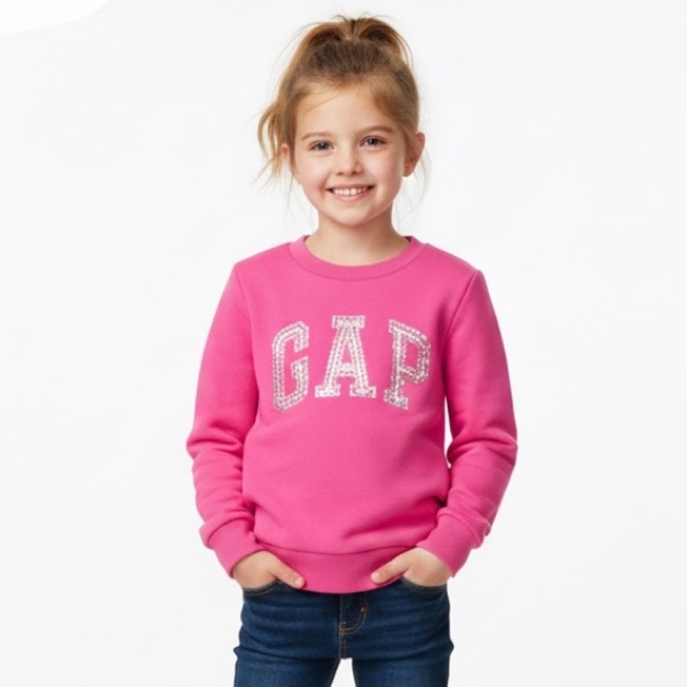 GAP Kids Hot Pink Logo Crewneck Sweatshirt Size Medium 8
